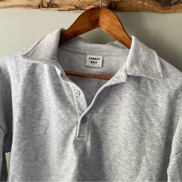 Cropped gray Sunday best button up sweater - Picture 5 of 5